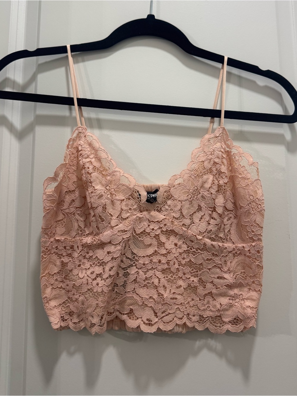 Express Lace Bralette Crop Top - Blush